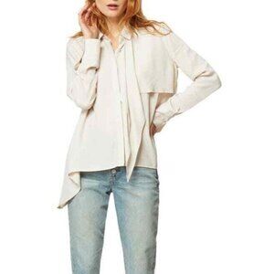 Habitual Ferra Asymmetric Tie Neck Top Blouse Shirt Cream SZ XS New $148